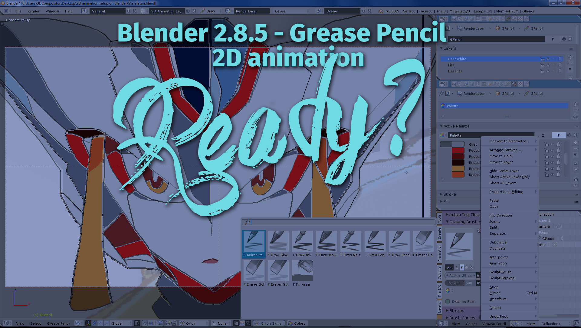 Blender 2d animation ready, darling in the franxx, stereletzia, mecha girl