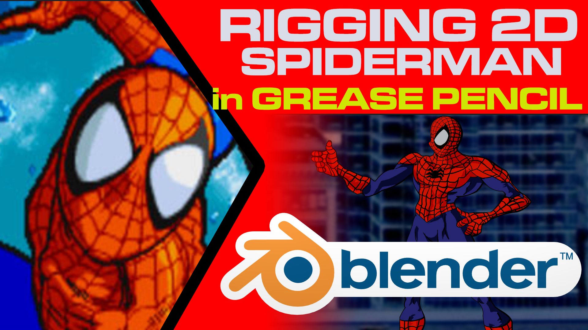 Rigging Spiderman in Blender 2d animation with Grease pencil